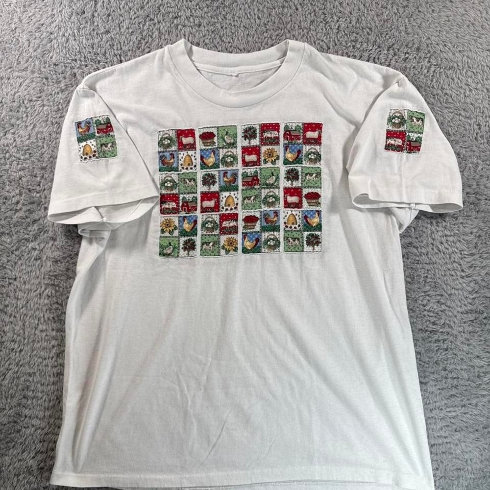 White vintage farm animal graphic tee